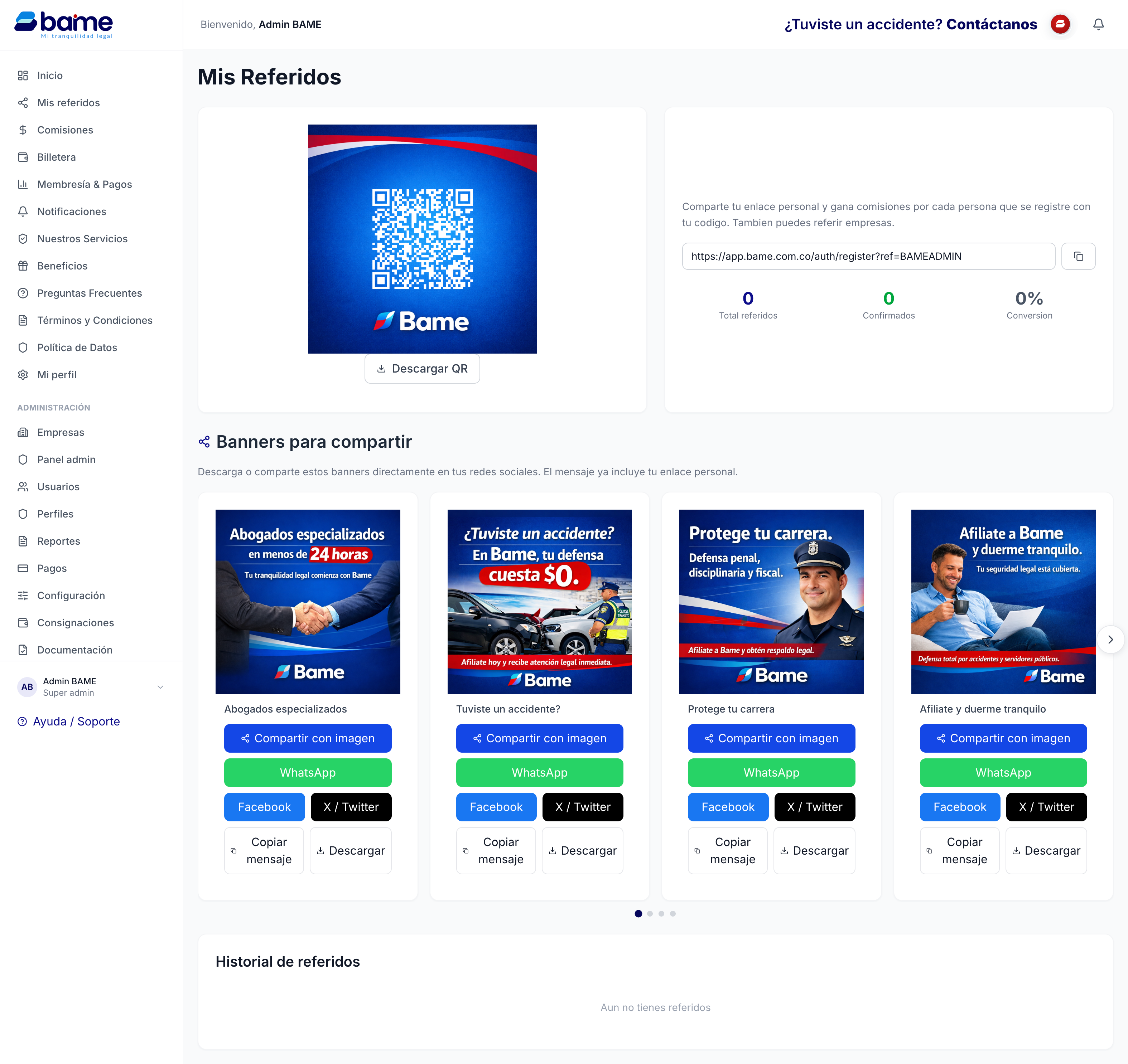 Panel: Pantalla de código QR