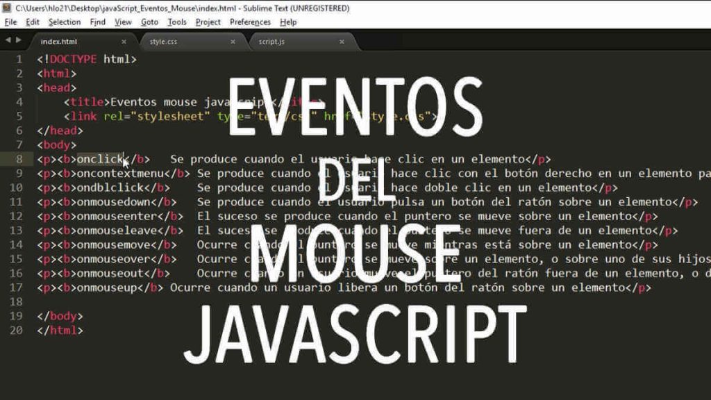 Como realizar eventos del mouse javascript